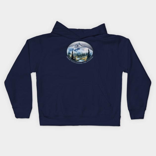 Grand Teton National Park, Wyoming Souvenir Kids Hoodie by Pine Hill Goods